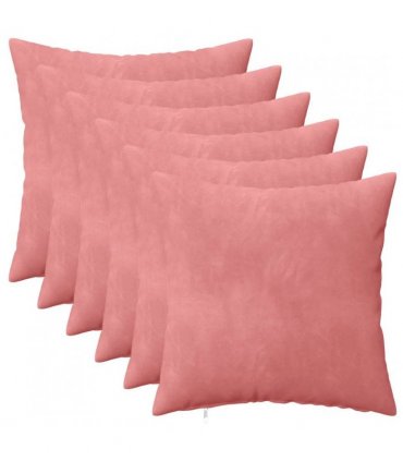 vidaXL Cushion with Pillow HEERLEN 6 pcs Pink Velvet — Size: 45 x 45 cm