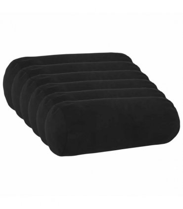vidaXL Cushion with Pillow HEERLEN 6 pcs Black Velvet — Size: Ø 15 x 40 cm