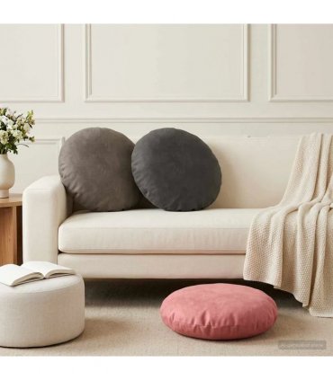 vidaXL Cushion with Pillow HEERLEN 2 pcs Light Grey Velvet — Size: Ø 60 cm