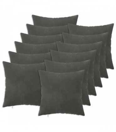 vidaXL Cushion with Pillow HEERLEN 12 pcs Dark Grey Velvet — Size: 40 x 40 cm