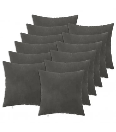 vidaXL Cushion with Pillow HEERLEN 12 pcs Dark Grey Velvet — Size: 40 x 40 cm