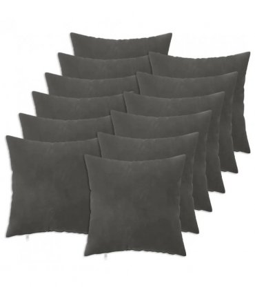 vidaXL Cushion with Pillow HEERLEN 12 pcs Dark Grey Velvet — Size: 45 x 45 cm