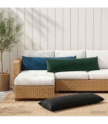 vidaXL Cushion with Pillow HEERLEN 2 pcs Black Velvet — Size: 40 x 145 cm