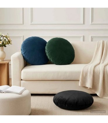 vidaXL Cushion with Pillow HEERLEN 6 pcs Blue Velvet — Size: Ø 50 cm