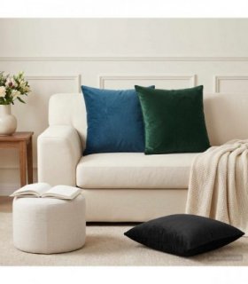 vidaXL Cushion with Pillow HEERLEN 2 pcs Black Velvet — Size: 50 x 50 cm