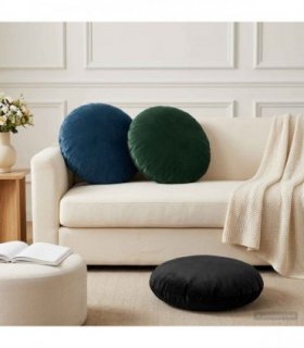 vidaXL Cushion with Pillow HEERLEN 2 pcs Dark Green Velvet — Size: Ø 50 cm