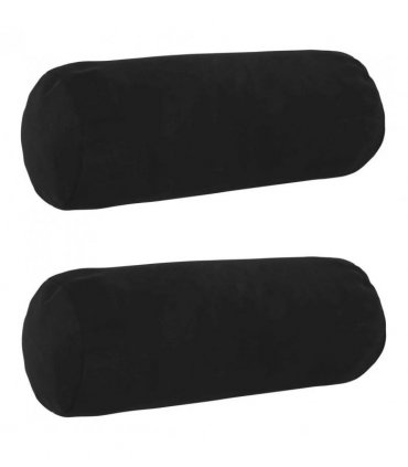 vidaXL Cushion with Pillow HEERLEN 2 pcs Black Velvet — Size: Ø 15 x 40 cm