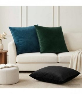 vidaXL Cushion with Pillow HEERLEN 2 pcs Black Velvet — Size: 65 x 65 cm