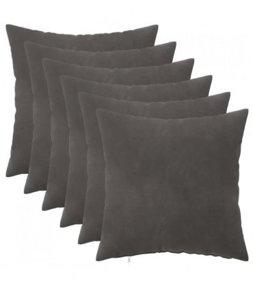 vidaXL Cushion with Pillow HEERLEN 6 pcs Dark Grey Velvet — Size: 50 x 50 cm