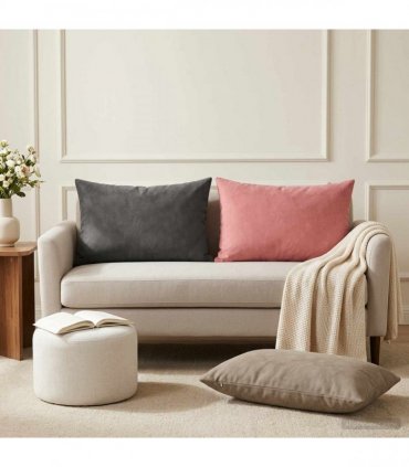 vidaXL Cushion with Pillow HEERLEN 2 pcs Light Grey Velvet — Size: 50 x 70 cm