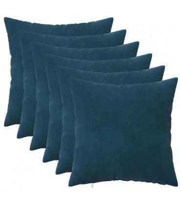 vidaXL Cushion with Pillow HEERLEN 6 pcs Blue Velvet — Size: 40 x 40 cm