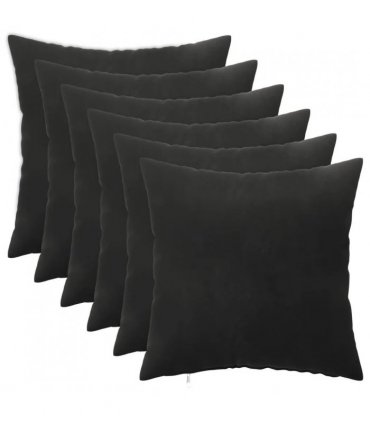 vidaXL Cushion with Pillow HEERLEN 6 pcs Black Velvet — Size: 30 x 30 cm