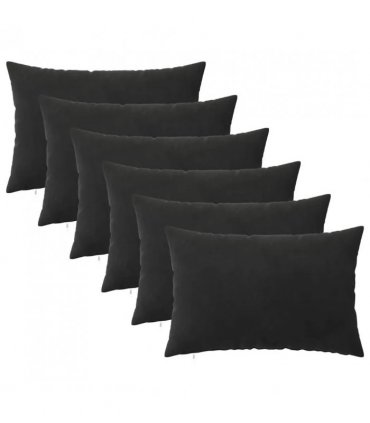 vidaXL Cushion with Pillow HEERLEN 6 pcs Black Velvet — Size: 40 x 60 cm