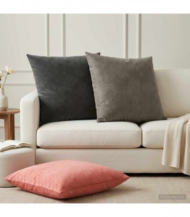 vidaXL Cushion with Pillow HEERLEN 2 pcs Light Grey Velvet — Size: 65 x 65 cm