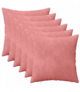 vidaXL Cushion with Pillow HEERLEN 6 pcs Pink Velvet — Size: 40 x 40 cm