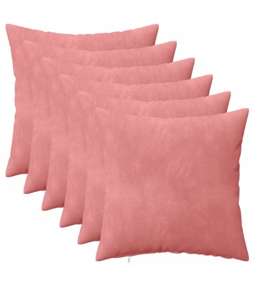 vidaXL Cushion with Pillow HEERLEN 6 pcs Pink Velvet — Size: 40 x 40 cm