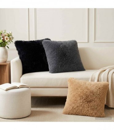 vidaXL Cushion with Pillow HEERLEN 2 pcs Anthracite PV Fleece — Size: 65 x 65 cm