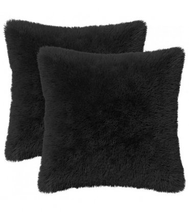 vidaXL Cushion with Pillow HEERLEN 12 pcs Black PV Fleece — Size: 45 x 45 cm