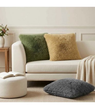 vidaXL Cushion with Pillow HEERLEN 2 pcs Light Grey PV Fleece — Size: 65 x 65 cm