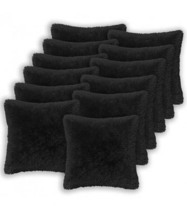 vidaXL Cushion with Pillow HEERLEN 12 pcs Black PV Fleece — Size: 40 x 40 cm