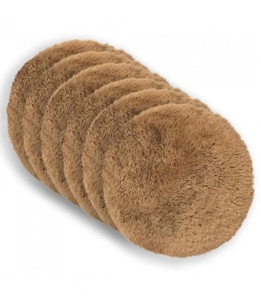 vidaXL Cushion with Pillow HEERLEN 6 pcs Taupe PV Fleece — Size: Ø 40 cm