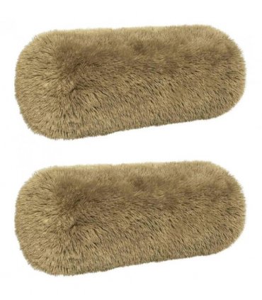 vidaXL Cushion with Pillow HEERLEN 2 pcs Light Grey PV Fleece — Size: Ø 15 x 40 cm