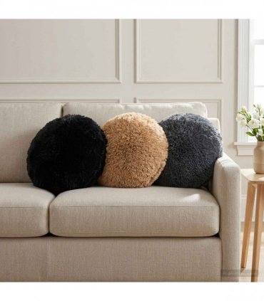 vidaXL Cushion with Pillow HEERLEN 2 pcs Taupe PV Fleece — Size: Ø 40 cm