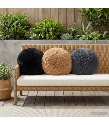 vidaXL Cushion with Pillow HEERLEN 2 pcs Taupe PV Fleece — Size: Ø 40 cm