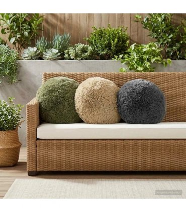 vidaXL Cushion with Pillow HEERLEN 6 pcs Light Grey PV Fleece — Size: Ø 50 cm