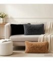vidaXL Cushion with Pillow HEERLEN 2 pcs Black PV Fleece — Size: 40 x 80 cm