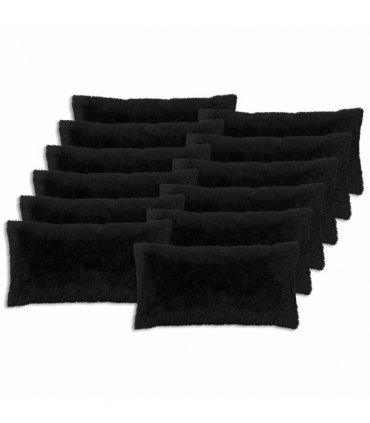 vidaXL Cushion with Pillow HEERLEN 2 pcs Black PV Fleece — Size: 40 x 80 cm