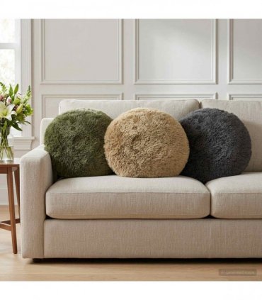 vidaXL Cushion with Pillow HEERLEN 2 pcs Light Green PV Fleece — Size: Ø 40 cm