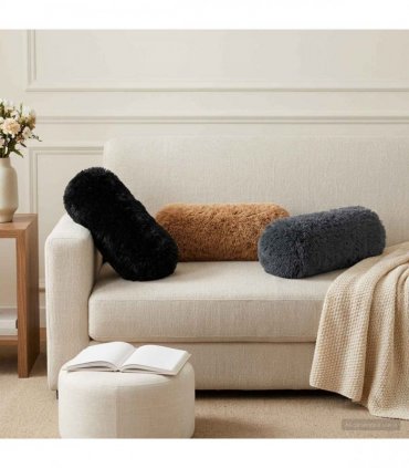 vidaXL Cushion with Pillow HEERLEN 6 pcs Anthracite PV Fleece — Size: Ø 15 x 40 cm