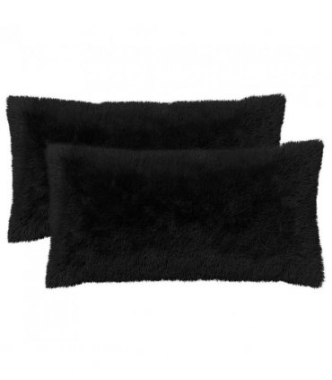 vidaXL Cushion with Pillow HEERLEN 2 pcs Black PV Fleece — Size: 40 x 70 cm