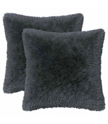 vidaXL Cushion with Pillow HEERLEN 2 pcs Anthracite PV Fleece — Size: 35 x 35 cm