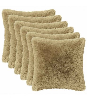 vidaXL Cushion with Pillow HEERLEN 6 pcs Light Grey PV Fleece — Size: 40 x 40 cm