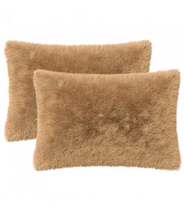 vidaXL Cushion with Pillow HEERLEN 2 pcs Taupe PV Fleece — Size: 30 x 50 cm
