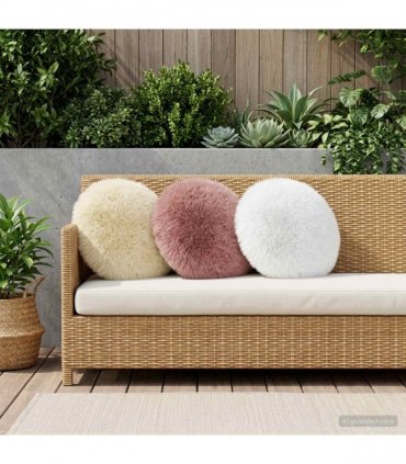 vidaXL Cushion with Pillow HEERLEN 2 pcs White PV Fleece — Size: Ø 40 cm