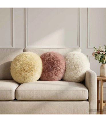 vidaXL Cushion with Pillow HEERLEN 2 pcs White PV Fleece — Size: Ø 40 cm