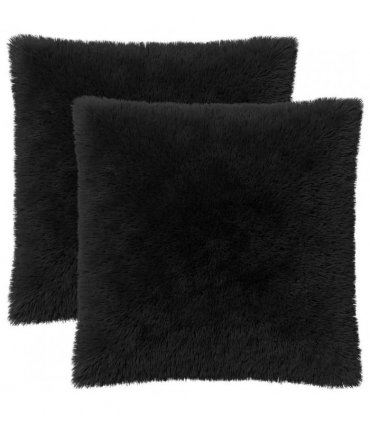 vidaXL Cushion with Pillow HEERLEN 2 pcs Black PV Fleece — Size: 60 x 60 cm