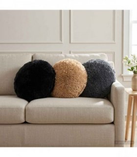 vidaXL Cushion with Pillow HEERLEN 6 pcs Black PV Fleece — Size: Ø 30 cm