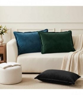 vidaXL Cushion with Pillow HOUTEN 2 pcs Blue Velvet — Size: 50 x 70 cm