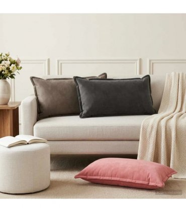 vidaXL Cushion with Pillow HOUTEN 12 pcs Light Grey Velvet — Size: 40 x 80 cm