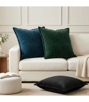 vidaXL Cushion with Pillow HOUTEN 2 pcs Black Velvet — Size: 70 x 70 cm