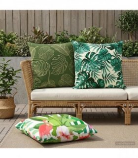 vidaXL Cushion Cover 2 pcs HEERLEN Leaf Design 80 x 80 cm Polyester