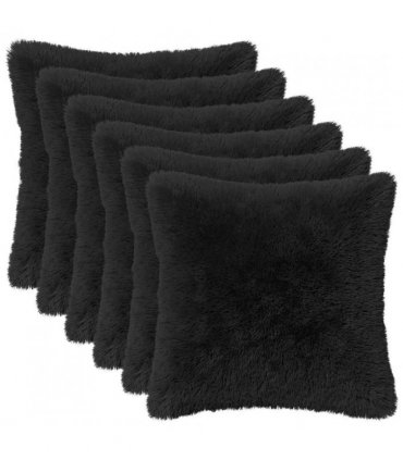 vidaXL Cushion Cover 6 pcs HEERLEN Black 40 x 40 cm PV Fleece