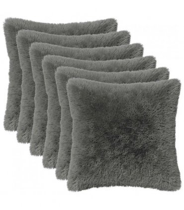 vidaXL Cushion Cover 6 pcs HEERLEN Light Grey 40 x 40 cm PV Fleece