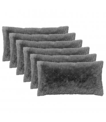 vidaXL Cushion Cover 6 pcs HEERLEN Light Grey 40 x 80 cm PV Fleece