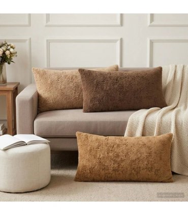 vidaXL Cushion Cover 6 pcs HEERLEN Cream 40 x 80 cm Faux Rabbit Fur
