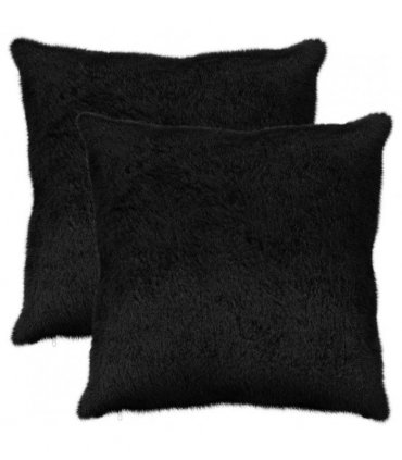 vidaXL Cushion Cover 2 pcs HEERLEN Black 80 x 80 cm Faux Rabbit Fur